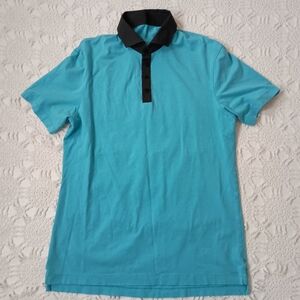 Lululemon Polo T Shirt Sky Navy Blue Point Collar Lightweight Athletic Large Men